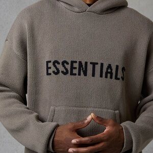 Fear of God ESSENTIALS taupe knit hoodie